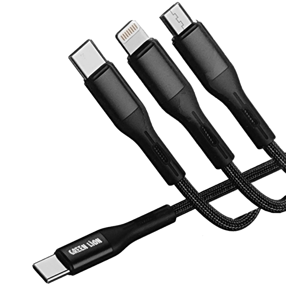 Green Lion 3 in 1 Braided Cable 1.2M Green Lion 3 in 1 Braided Cable 1.2M